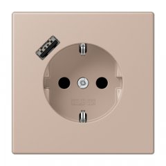 Kontaktligzda SCHUKO 16 A 250 V ~, USB pieslēgvieta 1 x Typ A, ar bērnu drošību, Serie LS, ombre brûlée claire