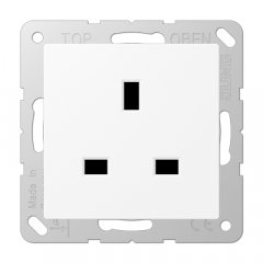 Kontaktligzda 13 A 250 V ~, skrūvju spailes BS 1363-1, 4 mm2, ar bērnu drošību, Serie A, sniegbalts matēts