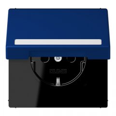 Kontaktligzda SCHUKO, 16 A 250 V ~, marķējams, ar bērnu drošību un vāciņu, termoplasts krāsots, Serie LS, bleu ou
