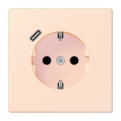 Kontaktligzda SCHUKO 16 A 250 V ~, USB pieslēgvieta 1 x Typ C, ar bērnu drošību, Serie LS, orange pâle