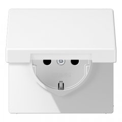 Kontaktligzda SCHUKO, 16 A 250 V ~, ar bērnu drošību un vāciņu, termoplasts krāsots, Serie LS, sniegbalts matēts