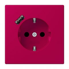 Kontaktligzda SCHUKO 16 A 250 V ~, USB pieslēgvieta 1 x Typ A, ar bērnu drošību, Serie LS, rouge rubia