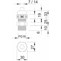 Kabeļu ievads PG16, PA, gaiši pelēks, 7035