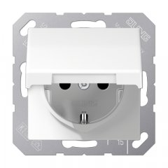Kontaktligzda SCHUKO, 16 A 250 V ~, skrūvju spailes, ar vāciņu, termoplasts, Serie AS, balts