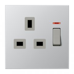Kontaktligzda pārslēdzama Anglijas standarts, 13 A 250 V ~, skrūvju spailes BS 1363-1, 4 mm2, ar indikātoru, alumīnijs