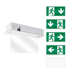 Emergency light with 3 hour emergency light duration, 25 m viewing distance, recessed ceiling mounting, LED, fail-safe contact, self-control feature