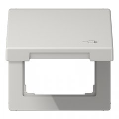 Rozetes vāks ar atsperi, ar simbolu kontaktdakša, termoplasts, Serie LS, gaiši pelēks
