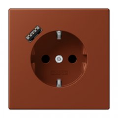 Kontaktligzda SCHUKO 16 A 250 V ~, USB pieslēgvieta 1 x Typ A, ar bērnu drošību, Serie LS, terre sienne brûlée 59