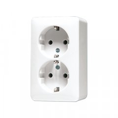 Kontaktligzda dubultā SCHUKO, 16 A 250 V ~, 47 mm, ar bērnu drošību, AP 600, balts