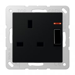 Kontaktligzda pārslēdzama Anglijas standarts, 13 A 250 V ~, skrūvju spailes BS 1363-1, 4 mm2, ar indikātoru,grafītmelns matēts