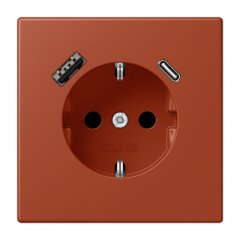 Kontaktligzda SCHUKO 16 A 250 V ~, USB pieslēgvieta 1 x Typ A + 1 x Typ C, ar bērnu drošību, Serie LS, l'ocre rouge
