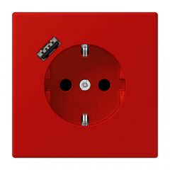Kontaktligzda SCHUKO 16 A 250 V ~, USB pieslēgvieta 1 x Typ A, ar bērnu drošību, Serie LS, rouge vermillon 31