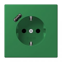 Kontaktligzda SCHUKO 16 A 250 V ~, USB pieslēgvieta 1 x Typ A, ar bērnu drošību, Serie LS, vert foncé
