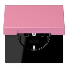 Kontaktligzda SCHUKO, 16 A 250 V ~, ar bērnu drošību un vāciņu, termoplasts krāsots, Serie LS, rose vif