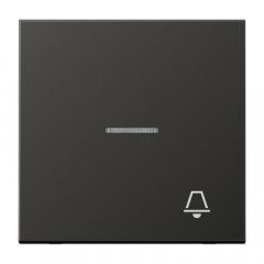 Taustiņs 1-viet, ar indikācijas logu, ar zvana simbolu, alumīnijs krāsots, Serie LS, antracīts (lakots alumīnijs)