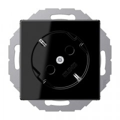 Kontaktligzda SCHUKO 45° leņķī leņķī, 16 A 250 V ~, ar bērnu drošību, duroplasts, Serie A, melns
