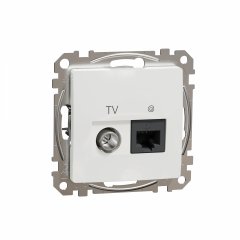 TV + datu ligzda, Sedna Design & Elements, RJ45 CAT6 UTP, individuālais, PRO, balts