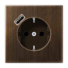 Kontaktligzda SCHUKO 16 A 250 V ~, USB pieslēgvieta 1 x Typ A, ar bērnu drošību, Serie LS, Messing antik