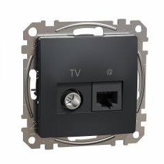 TV + datu ligzda, Sedna Design & Elements, RJ45 CAT6 UTP, individuālais, PRO, antracīts