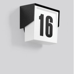 Gaismeklis Opal glass luminaires, black, on/off House number luminaires, L 260 B 240 H 130, Opal glass