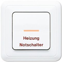 Taustiņs 1-viet, ar indikācijas logu, apkures slēdzim ar uzrakstu, ar rāmi, duroplasts, ST 550, balts