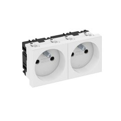 Kontaktligzda 0°, dubultā ar zemējuma tapu 250V, 10/16A, PC, dzidri balts, 9010 STD-F0 RW2