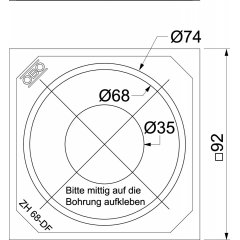 Blīvplēve dobo sienu kārbai Ø68mm, caurspīdīgs ZH 68-DF