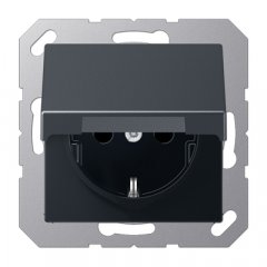Kontaktligzda SCHUKO, 16 A 250 V ~, ar bērnu drošību un vāciņu, termoplasts krāsots, Serie A, anthrazit matt