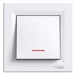 Asfora - 1pole 2way switch - 10AX screwless, locator light, balts