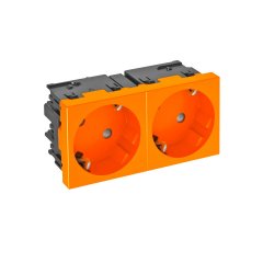 Kontaktligzda 33°, divvietīga aizsargkontakts, Connect 45 250V, 10/16A, PC, dzidri oranžs, 2004 STD-D3SC ROR2