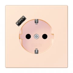 Kontaktligzda SCHUKO 16 A 250 V ~, USB pieslēgvieta 1 x Typ A, ar bērnu drošību, Serie LS, orange pâle