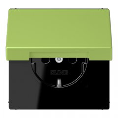 Kontaktligzda SCHUKO, 16 A 250 V ~, ar bērnu drošību un vāciņu, termoplasts krāsots, Serie LS, vert clair