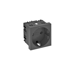 Kontaktligzda 1viet.,0° taisna kodēta, aizsargkontakts 250V, 10/16A, PC, pelēkmelna, 7021 STD-D0 SWGR1
