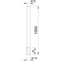 Zibensuztveršanas stienis ar vītnes savienojumu 1000mm, Alu 101 ALU-1000