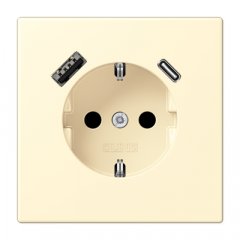 Kontaktligzda SCHUKO 16 A 250 V ~, USB pieslēgvieta 1 x Typ A + 1 x Typ C, ar bērnu drošību, Serie LS, blanc