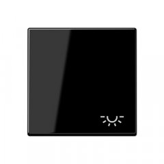 Taustiņs 1-viet, ar spuldzes simbolu, duroplasts, Serie A, melns