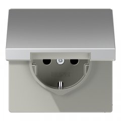 Kontaktligzda SCHUKO, 16 A 250 V ~, ar bērnu drošību un vāciņu, Serie LS, alumīnijs