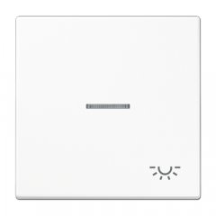Taustiņs 1-viet, ar indikācijas logu, ar spuldzes simbolu, duroplasts, Serie LS, balts