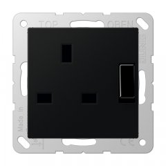 Kontaktligzda pārslēdzama Anglijas standarts, 13 A 250 V ~, skrūvju spailes BS 1363-1, 4 mm2, ar bērnu drošību grafītmelns matēts