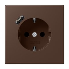 Kontaktligzda SCHUKO 16 A 250 V ~, USB pieslēgvieta 1 x Typ A, ar bērnu drošību, Serie LS, terre d'ombre brûlée 31