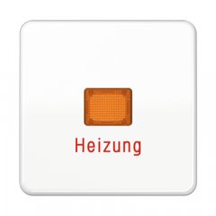 Taustiņs 1-viet, ar indikācijas logu, apkures slēdzim ar uzrakstu, termoplasts, Serie CD, balts