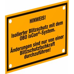 Norādījuma plāksnīte OBO isCon sistēmai 150x100mm, PS, dzeltens isCon HWS