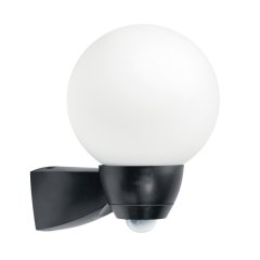 Automatic light with opal glass and 130° motion detector, black