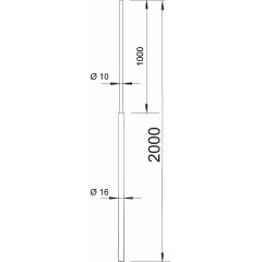 Zibensuztveršanas stienis patievināts 2000mm, Alu 101 VL2000