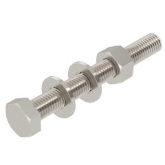 Sešstūra skrūve ar šeibu,uzgriezni un atsperš. M12x100, V2A, 1.4301, 2B