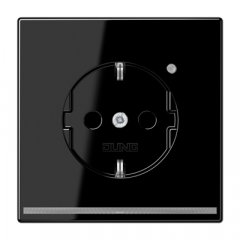 Kontaktligzda SCHUKO, 16 A 250 V ~, ar LED apgaismojumu un bērnu drošību, termoplasts, Serie LS, melns