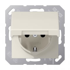 Kontaktligzda SCHUKO, 16 A 250 V ~, skrūvju spailes, ar vāciņu, termoplasts, Serie AS, ziloņkaula