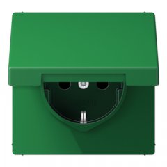 Kontaktligzda SCHUKO, 16 A 250 V ~, ar bērnu drošību un vāciņu, termoplasts, Serie LS, zaļš