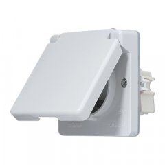 Kontaktligzda SCHUKO, 16 A 250 V ~,  vertikāla un horizontāla montāža, ar vāciņu, WG 600, grau