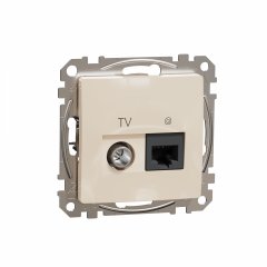 TV + datu ligzda, Sedna Design & Elements, RJ45 CAT6 UTP, individuālais, PRO, bēšs